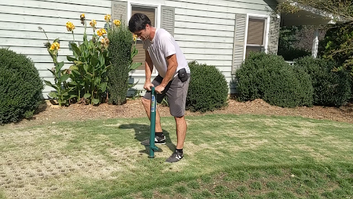 Taking grass plugs from sod